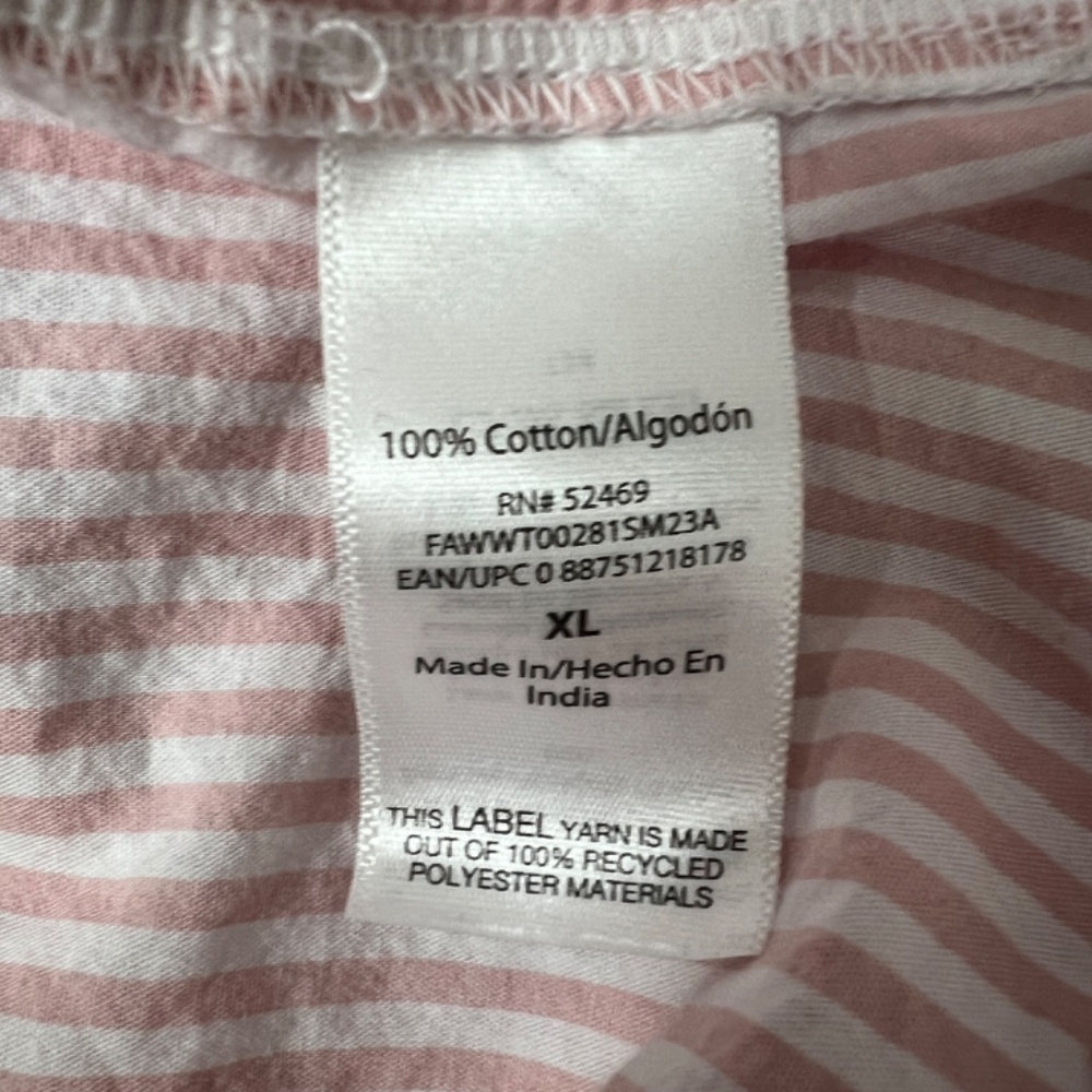 Free Assembly Striped Long Sleeve Ruffle Hem Womens Cotton Top Size XL Pullover - Picture 10 of 12